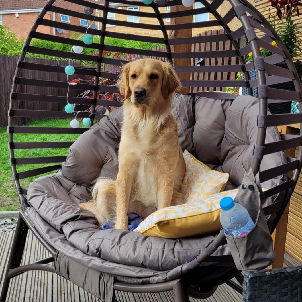Outsunny Egg Chair with Cushion & Side Pocket - Brown