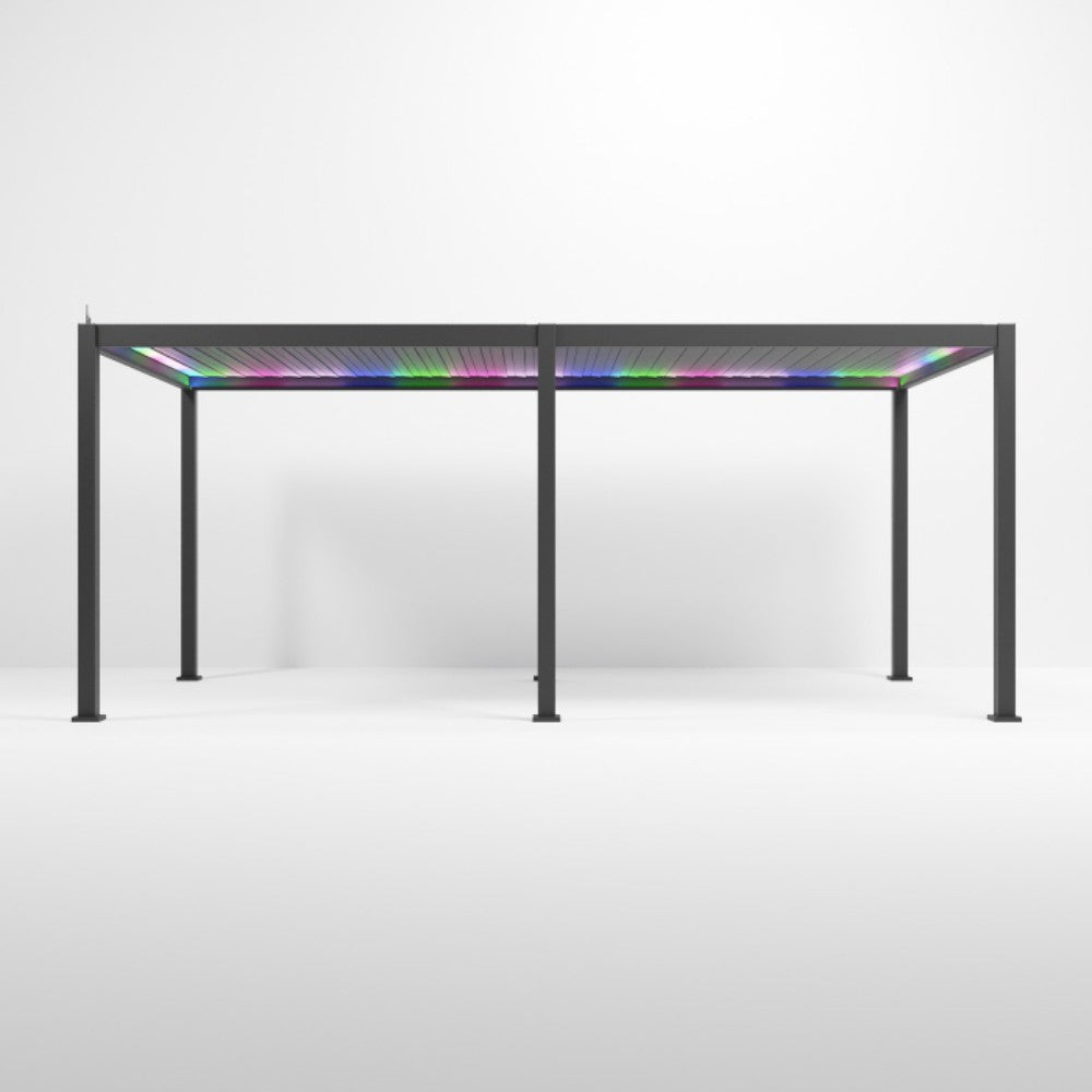 Nova Titan Plus Motorised Aluminium Pergola 6m x 3m Closed Roof with Led Light Front View