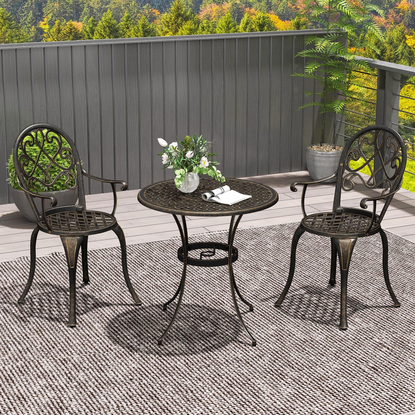 Tivoli Three-Piece Elegant Aluminium Garden Set - Bronze Tone