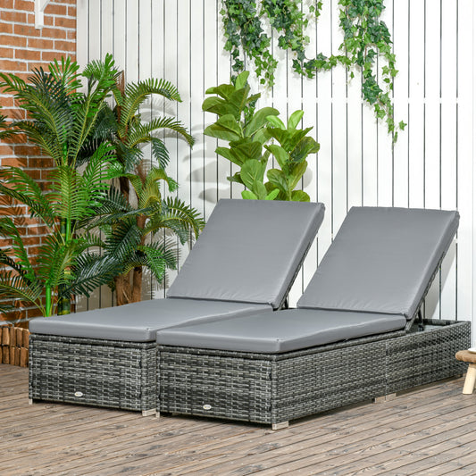 Mediterraneo PE Rattan Sun Loungers set of 2 with Cushion