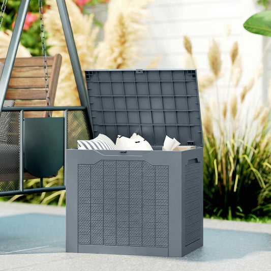Outsunny - 93L Plastic Garden Storage Box, Light Grey