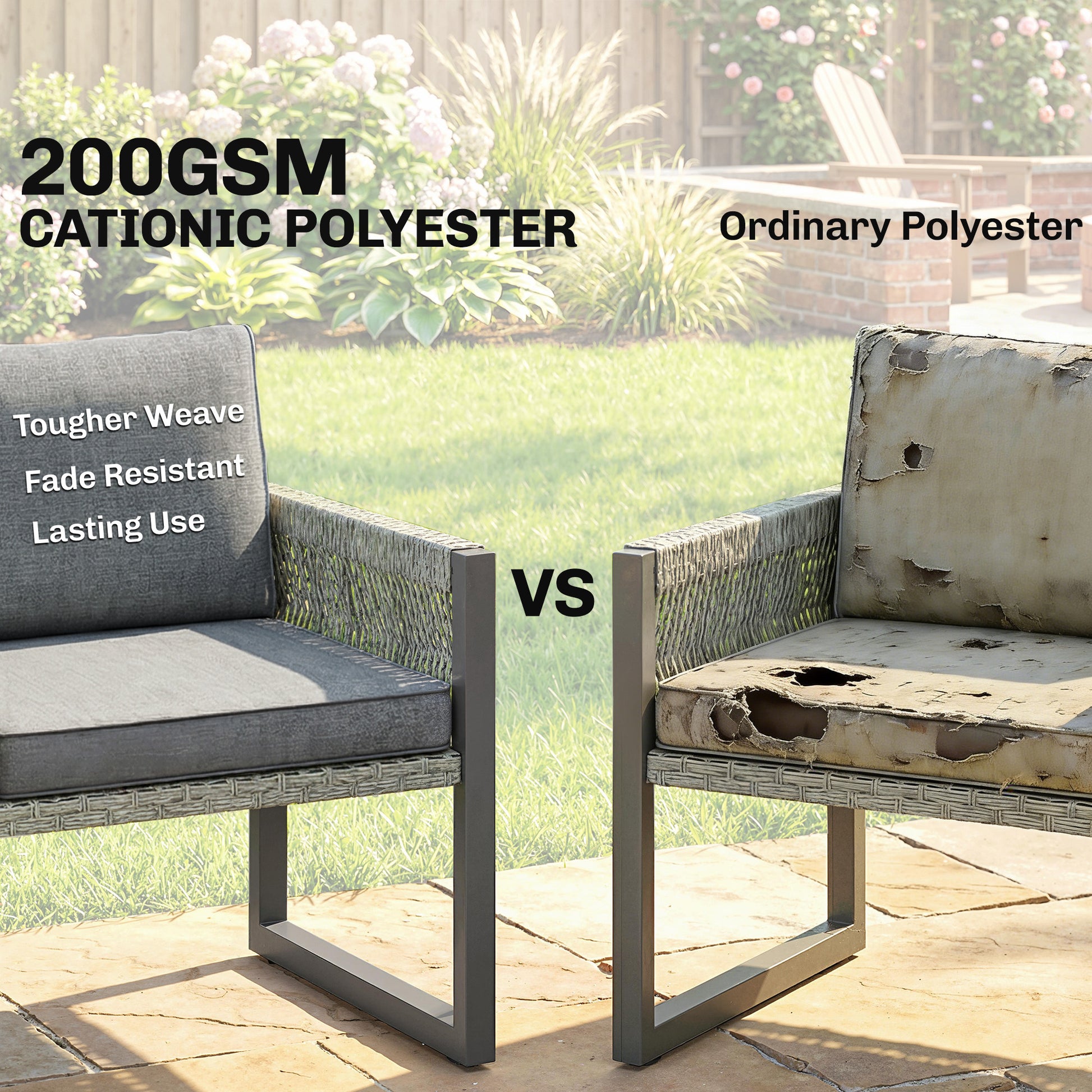 Outsunny 6 Seater Rattan Garden Furniture Set with 3 Loveseats, Table, Patio Rattan Corner Sofa Set, Grey