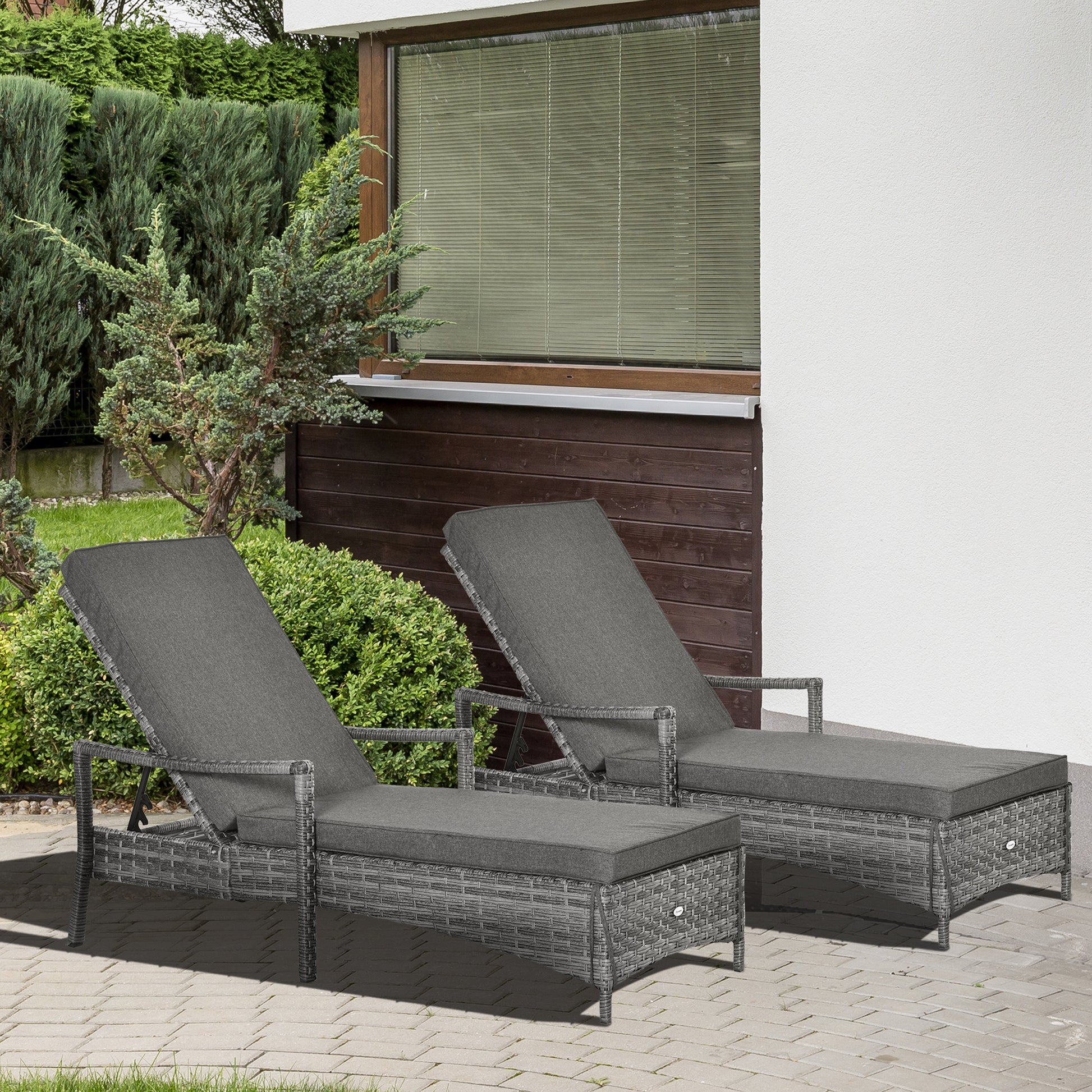 Sorrento PE Rattan Sun Loungers set of 2 with Cushion