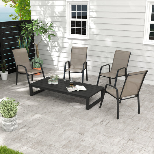 Portofino Set of Four Stackable Mesh Seat Chairs - Grey