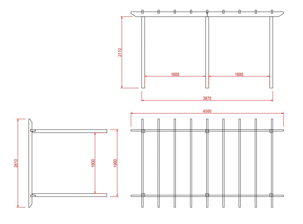 Pérgola Grande de Madera Tratada Térmicamente o Iroko