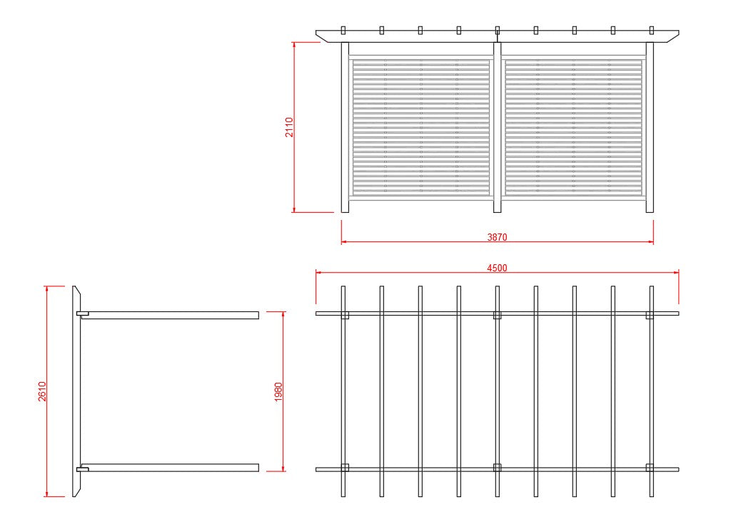 Pérgola Grande de Madera Tratada Térmicamente o Iroko