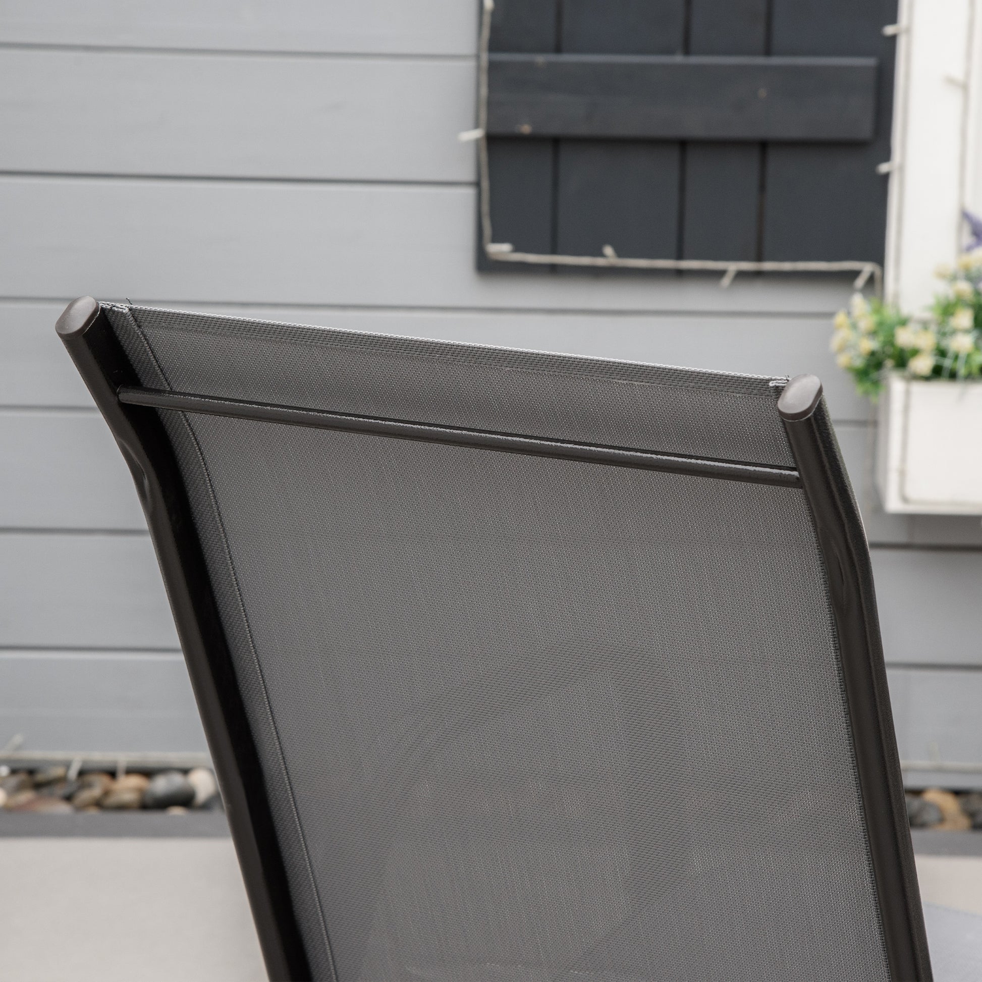 Outsunny Set of Four Stackable Mesh Seat Chairs - Dark Grey