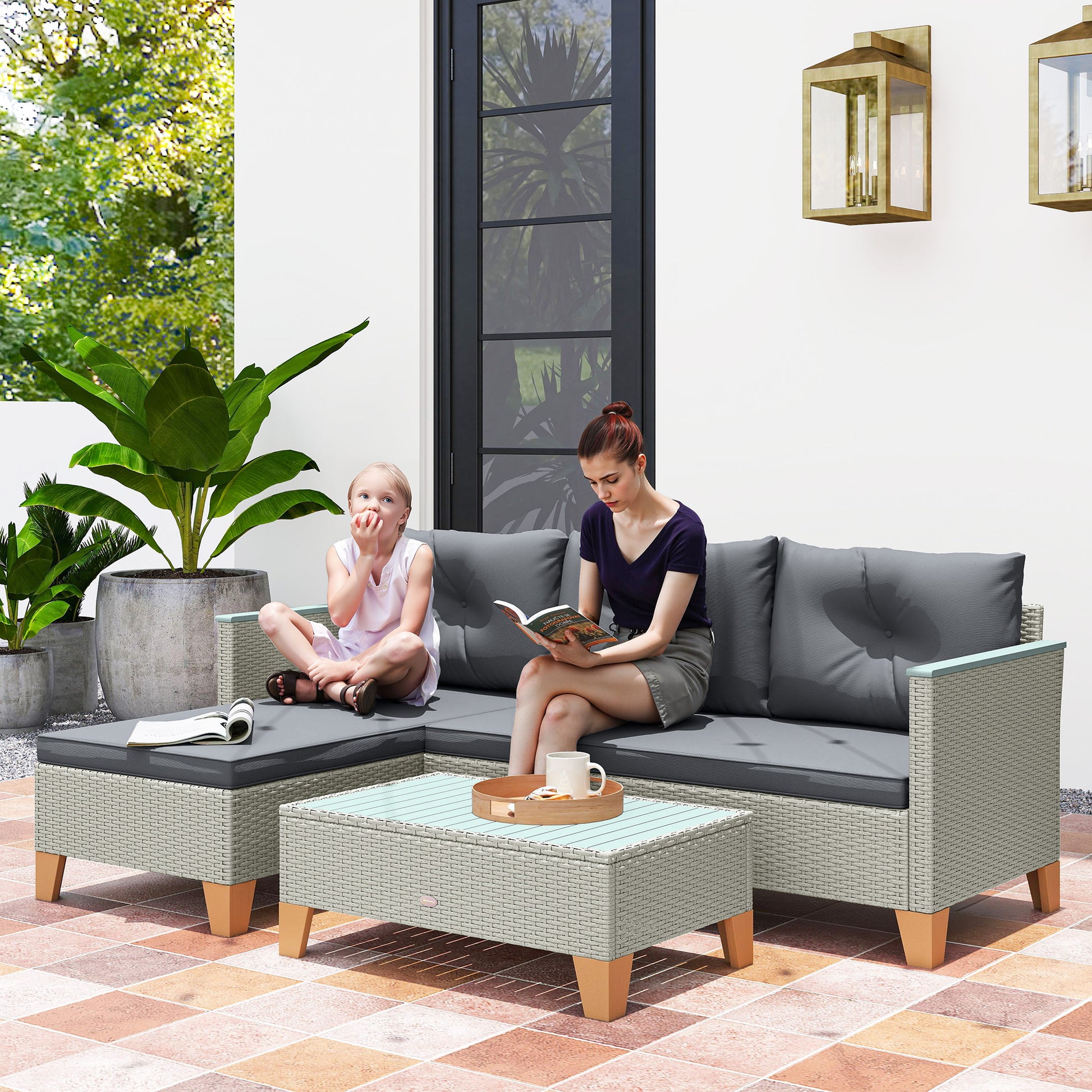 Monaco 3 Piece Rattan Garden Furniture Set