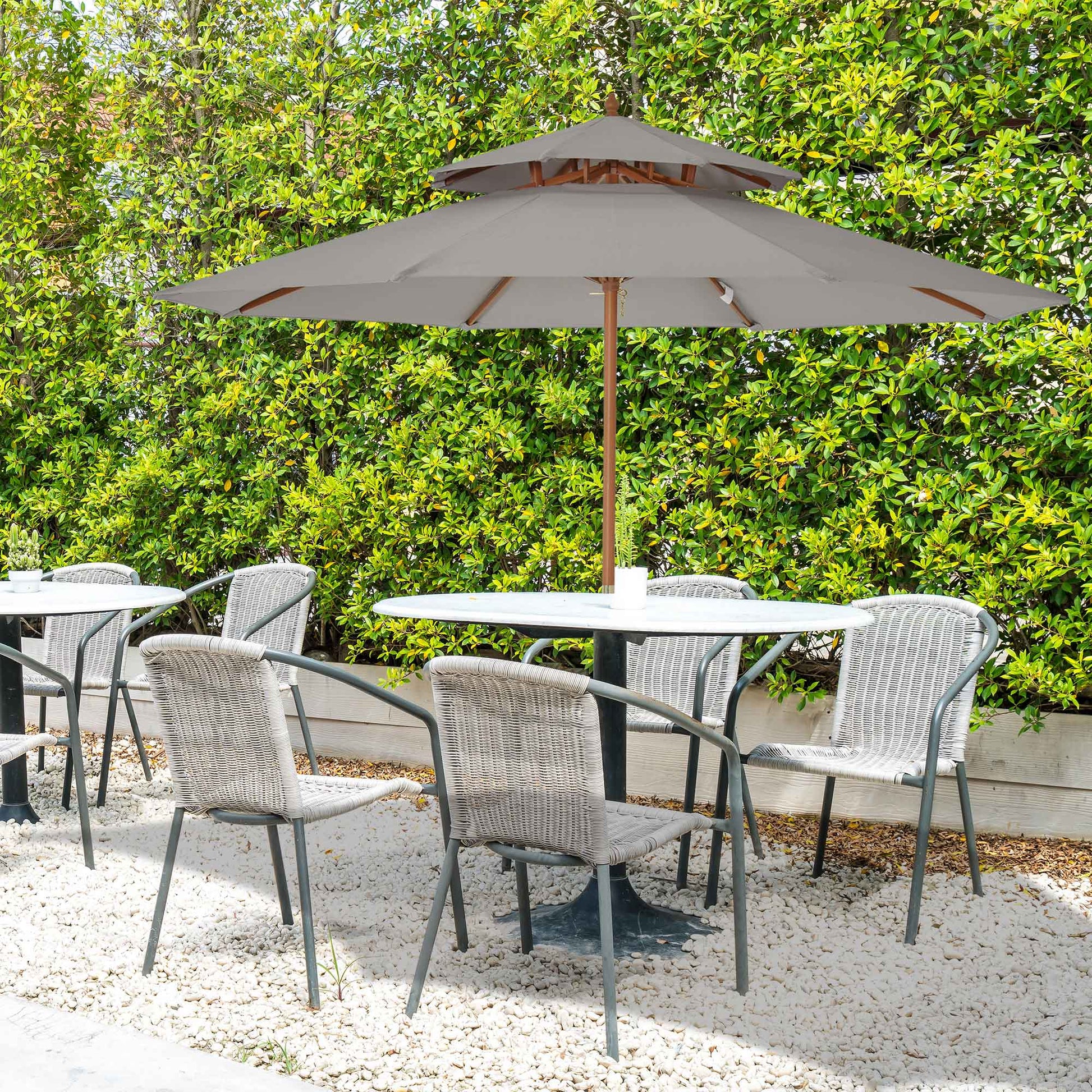 2.7m Elegant Wooden Frame Parasol Umbrella - Grey