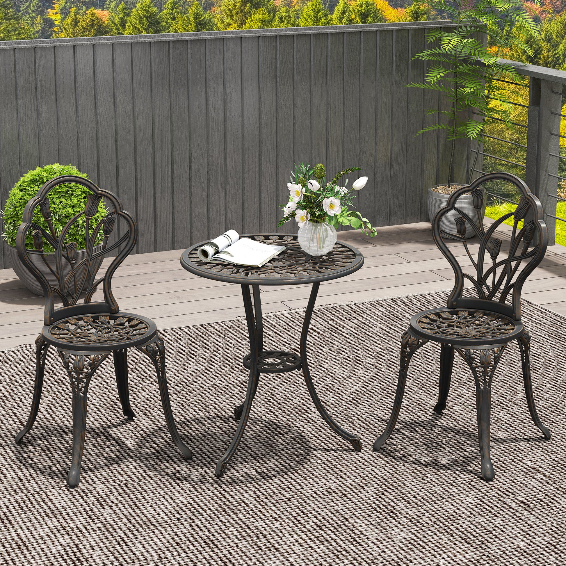 Mediterraneo 3 Piece Patio Bistro Set for 2