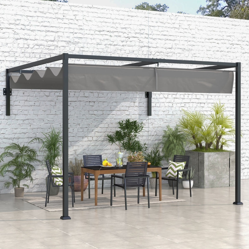 3m x 4m Lean – To Metal Pergola – Wall Mounted Garden Cover
