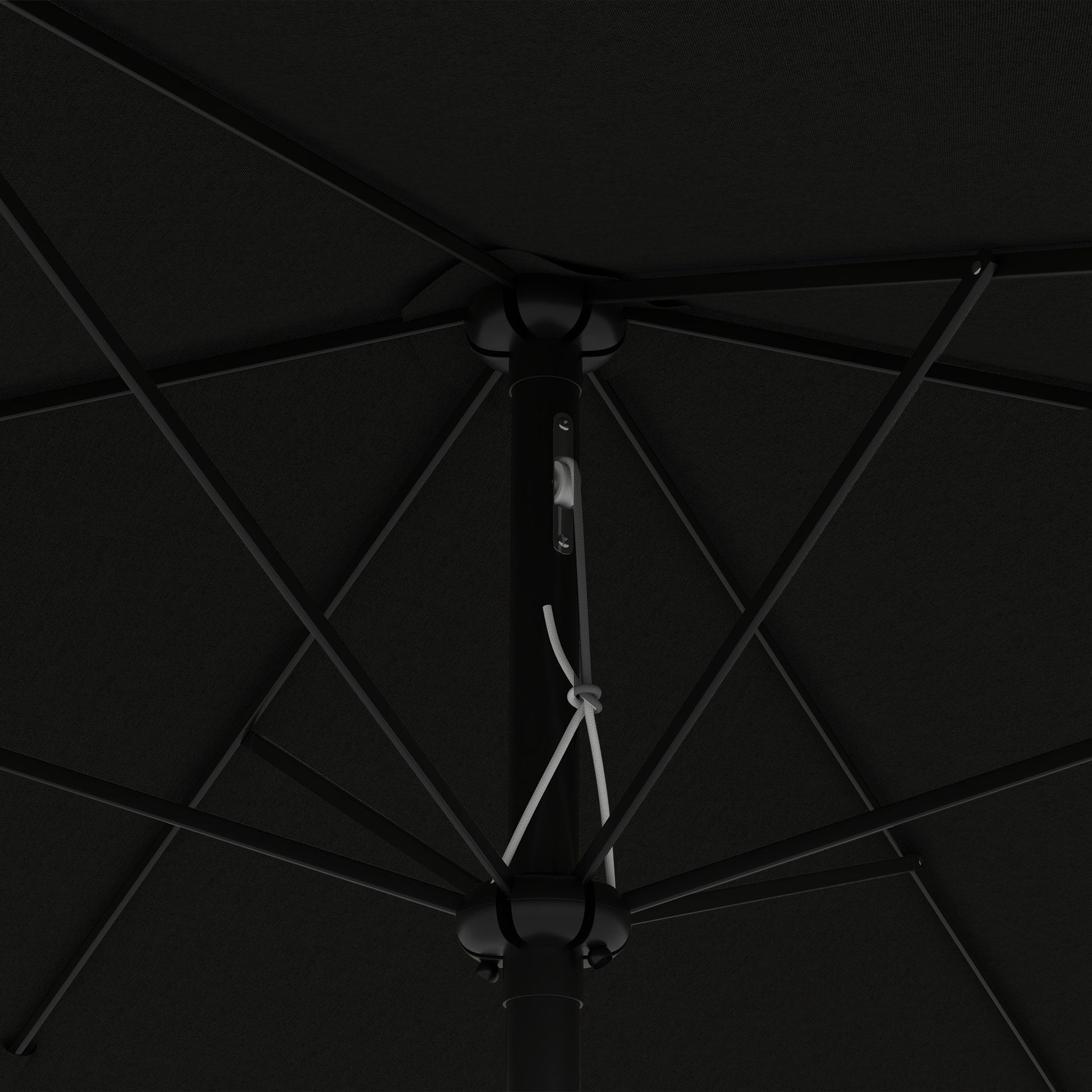 Outsunny 3 x 2 m Garden Parasol Umbrella with Aluminium Pole, UPF 50+ Rectangular Outdoor Table Parasol Sun Shade with Crank & Push Button Tilt, Metal Ribs, Black