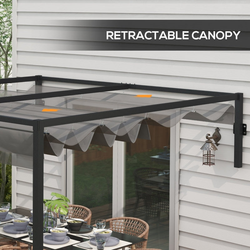 2m x 3m Lean – To Pergola – Dark Grey Wall Mounted Patio Cover