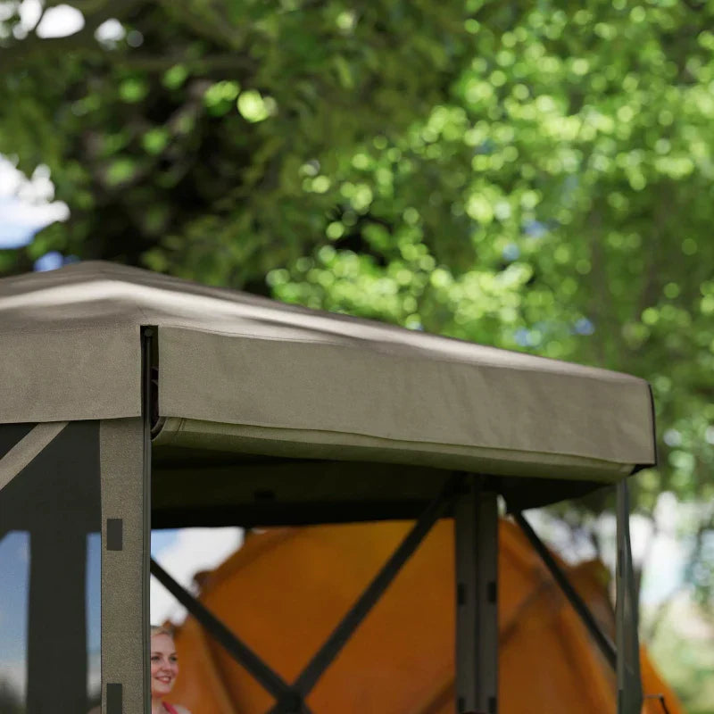 3m Hexagonal Pop Up Gazebo with Mesh Sides – Waterproof UV30+ Garden Party & Camping Shelter with Carry Bag