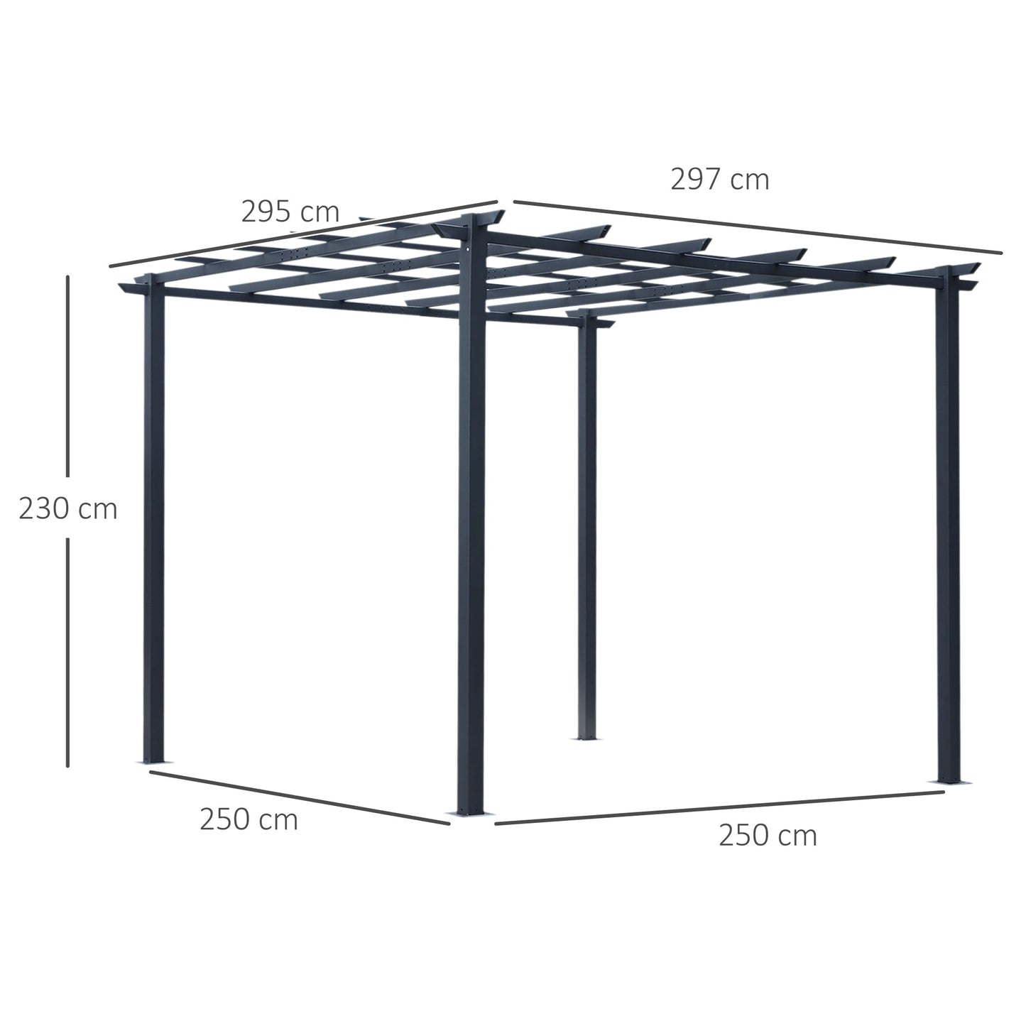 3m x 3m Metal Pergola Garden Gazebo – Outdoor Grape Trellis for Climbing Plants, Decorative Arbour Sun Shelter Frame
