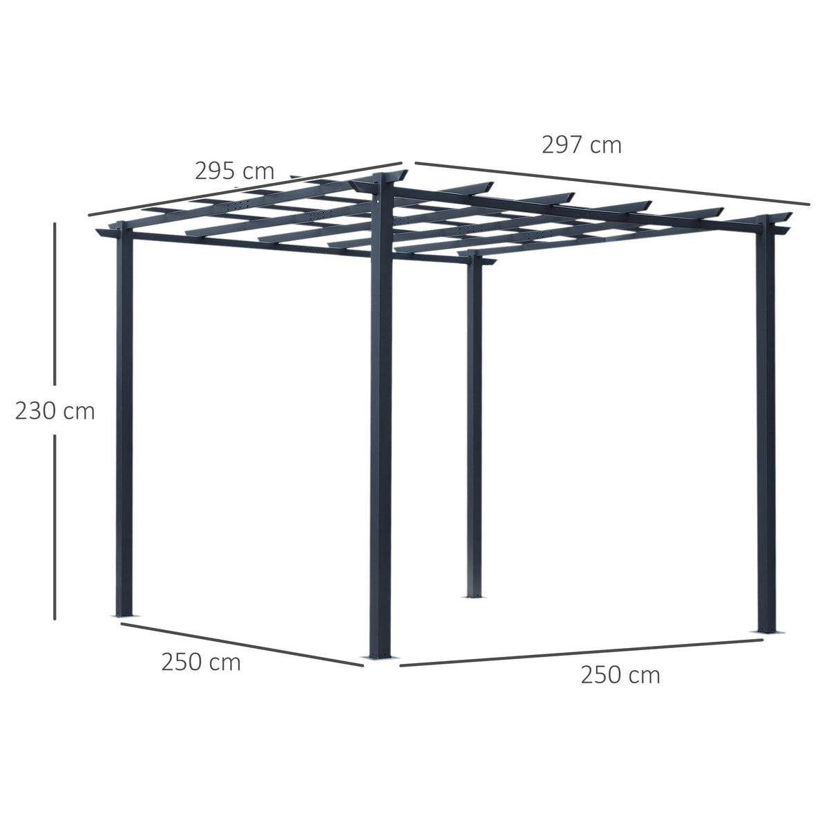 3m x 3m Metal Pergola Garden Gazebo – Outdoor Grape Trellis for Climbing Plants, Decorative Arbour Sun Shelter Frame