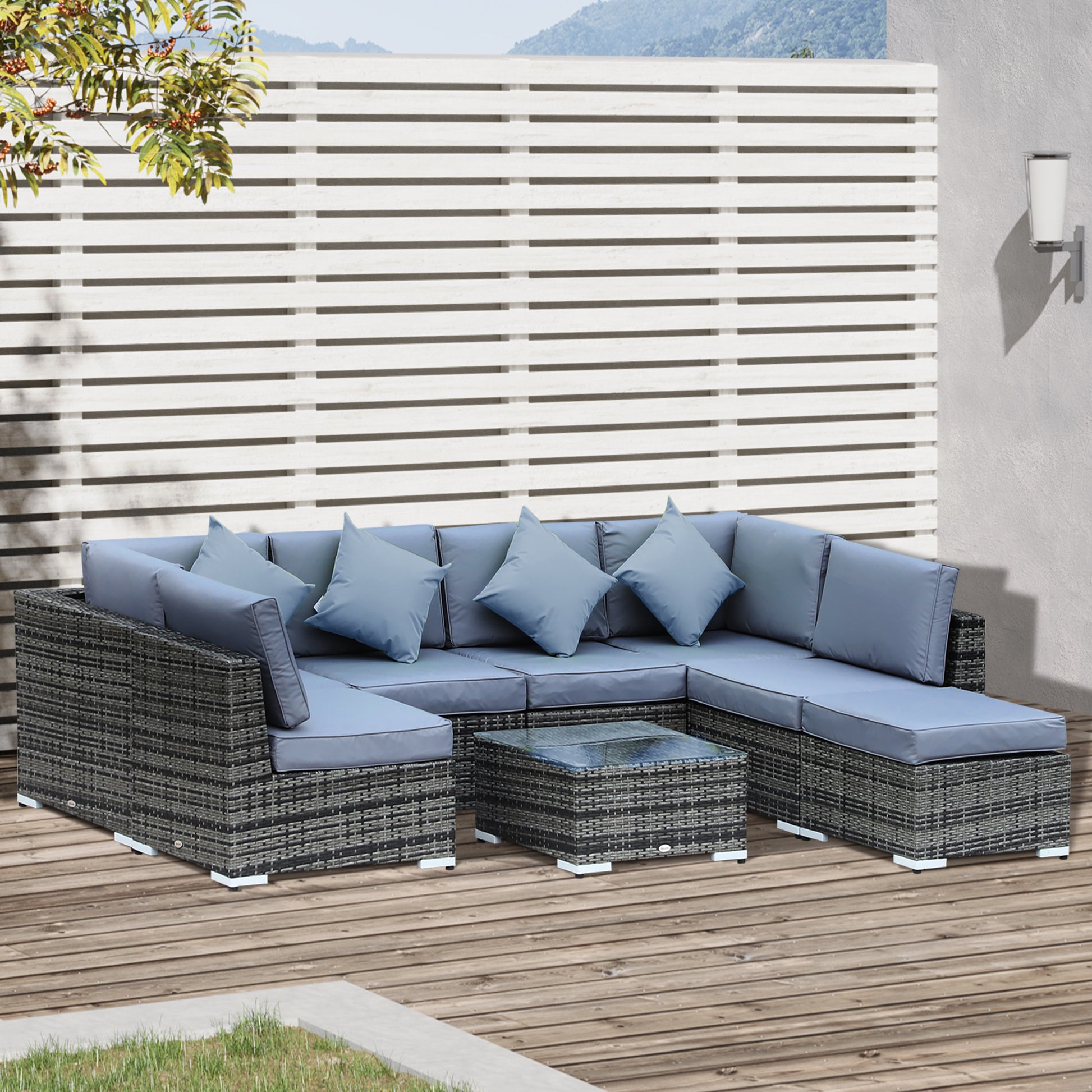 Mediterraneo 8 Piece Rattan Corner Sofa Set with Wide & Deep Seat