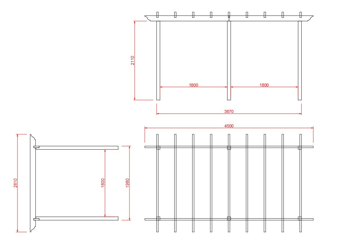 RHS Prestige Pérgola Grande de Iroko o Madera Tratada Térmicamente
