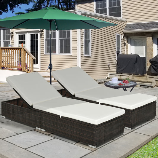 Santorini PE Rattan Sun Lounger with Cushion, Garden Sunbed Furniture with 5-Level Recliner Backrest, and Armrest