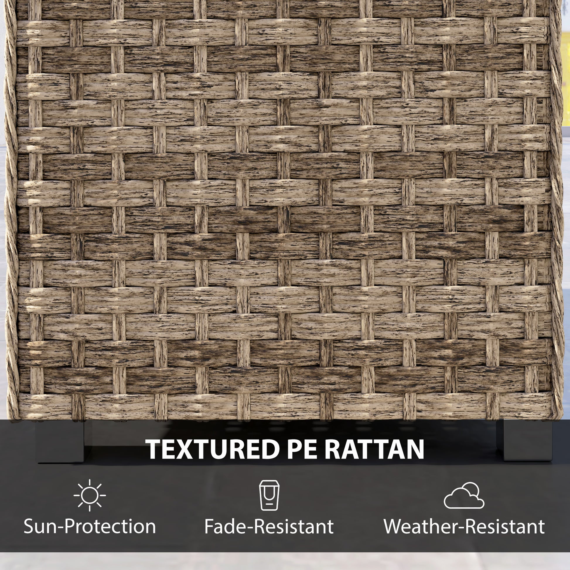 Outsunny Outdoor Coffee Table with Storage Shelf, PE Rattan Side Table with Slatted Top and Foot Pads, Light Brown