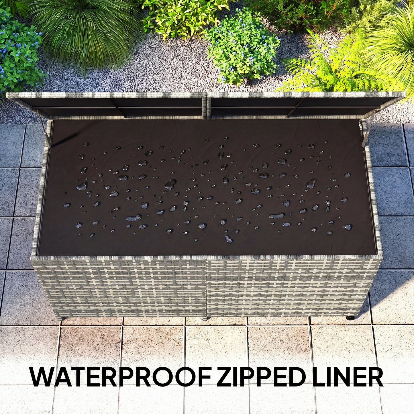 Outsunny - 650L Rattan Garden Storage Box, with Wheels, Mixed-Grey