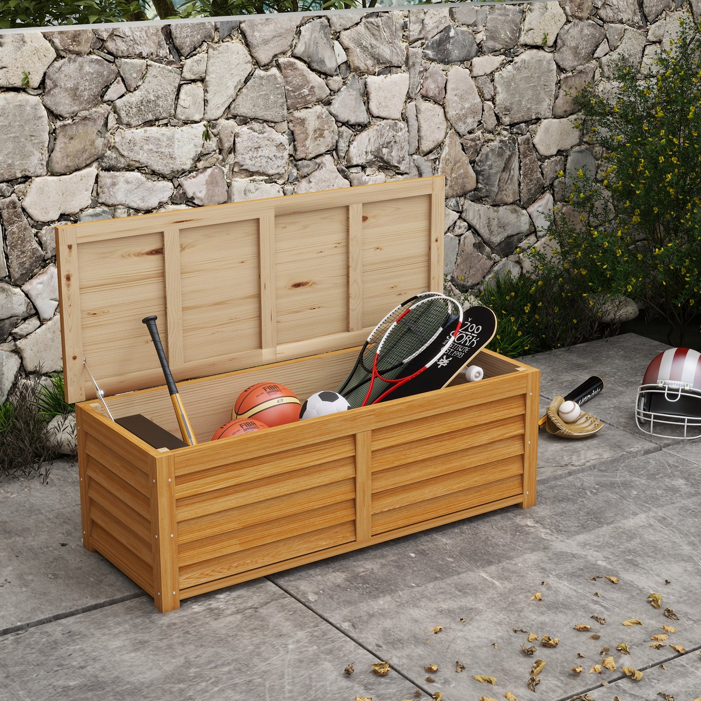 Outsunny - 292L Wooden Garden Storage Box, Brown
