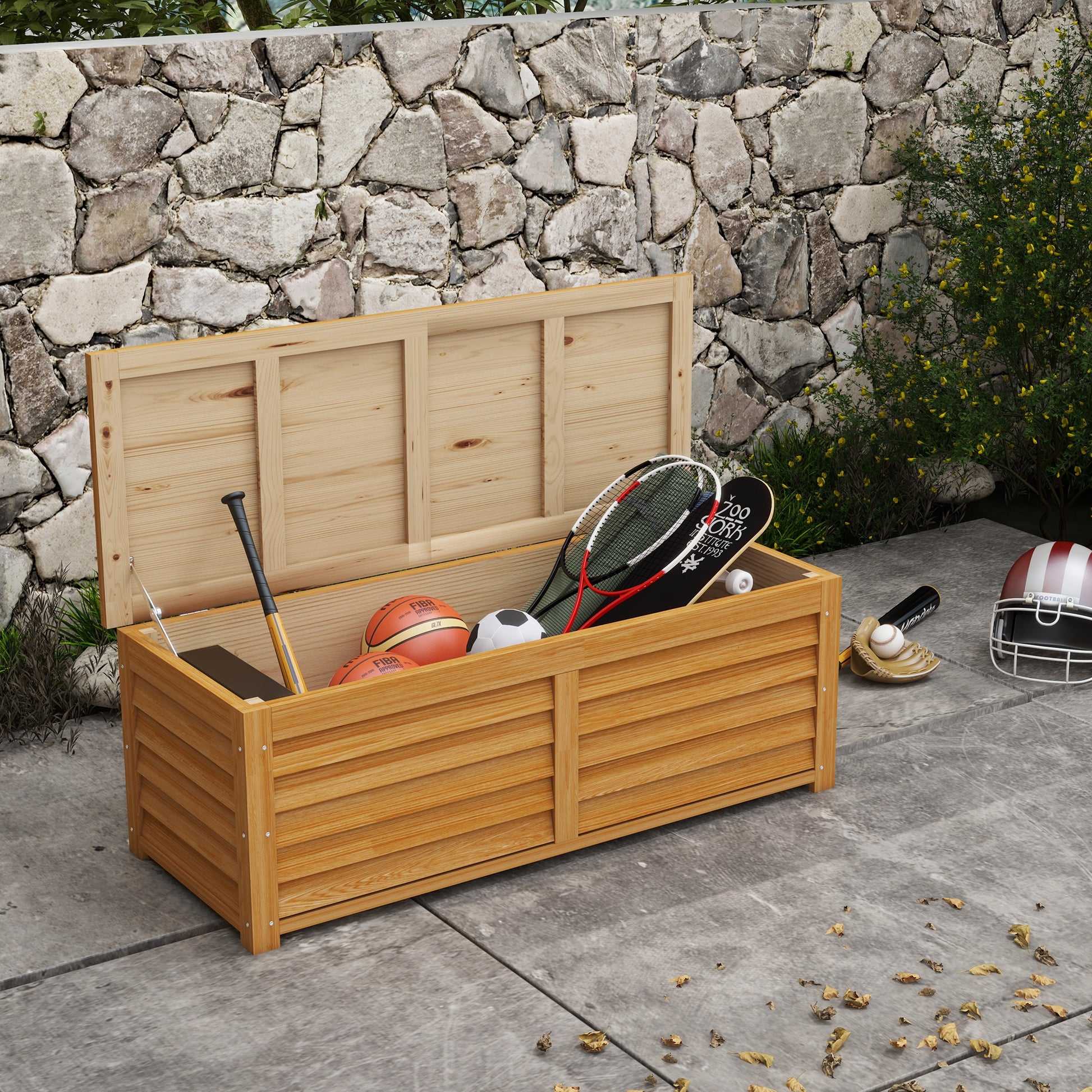 Outsunny - 292L Wooden Garden Storage Box, Brown