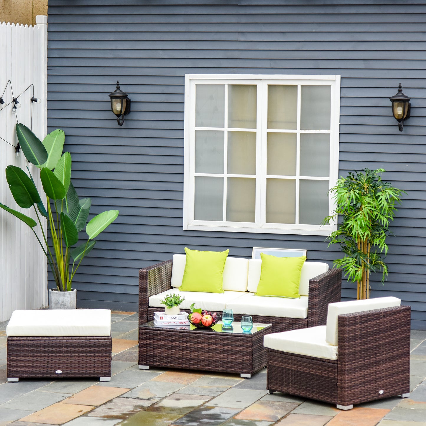 Tivoli Rattan Corner Sofa Set 4-Seater Garden Sofa for Patio - Brown