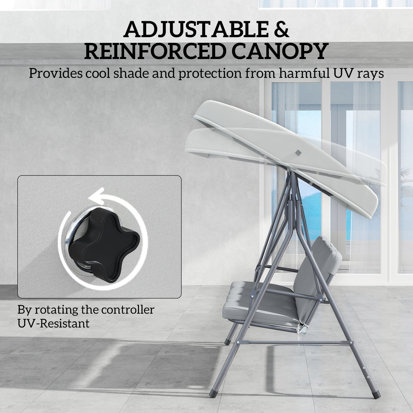 Outsunny Three-Seater Garden Swing Seat - Light Grey
