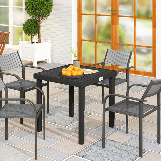 Amalfi 78 cm Garden Dining Table for 4 People, Square Outdoor Coffee End Side Table with Aluminium Legs, Black