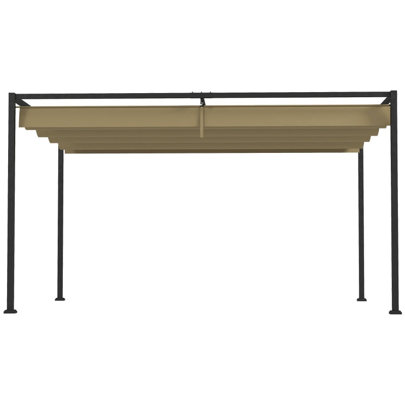 3m x 2m Retractable Roof Pergola – Khaki Outdoor Garden Canopy