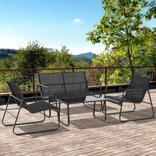 Santorini Four-Piece Minimalistic Garden Sofa Set - Black