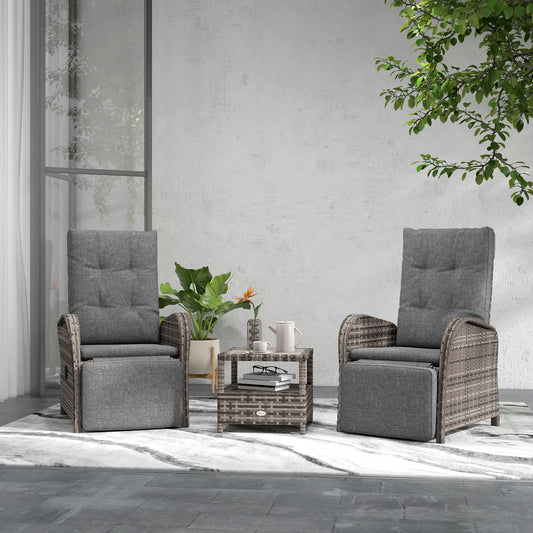 Tivoli 2 Seater Patio Rattan Chaise Lounge Sofa Set with Fabric Cushion, Grey and Brown