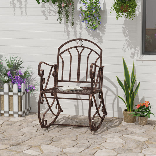 Mediterraneo Metal Single Chair 1 Seater Garden Outdoor Rocking Chair Vintage Style Bronze