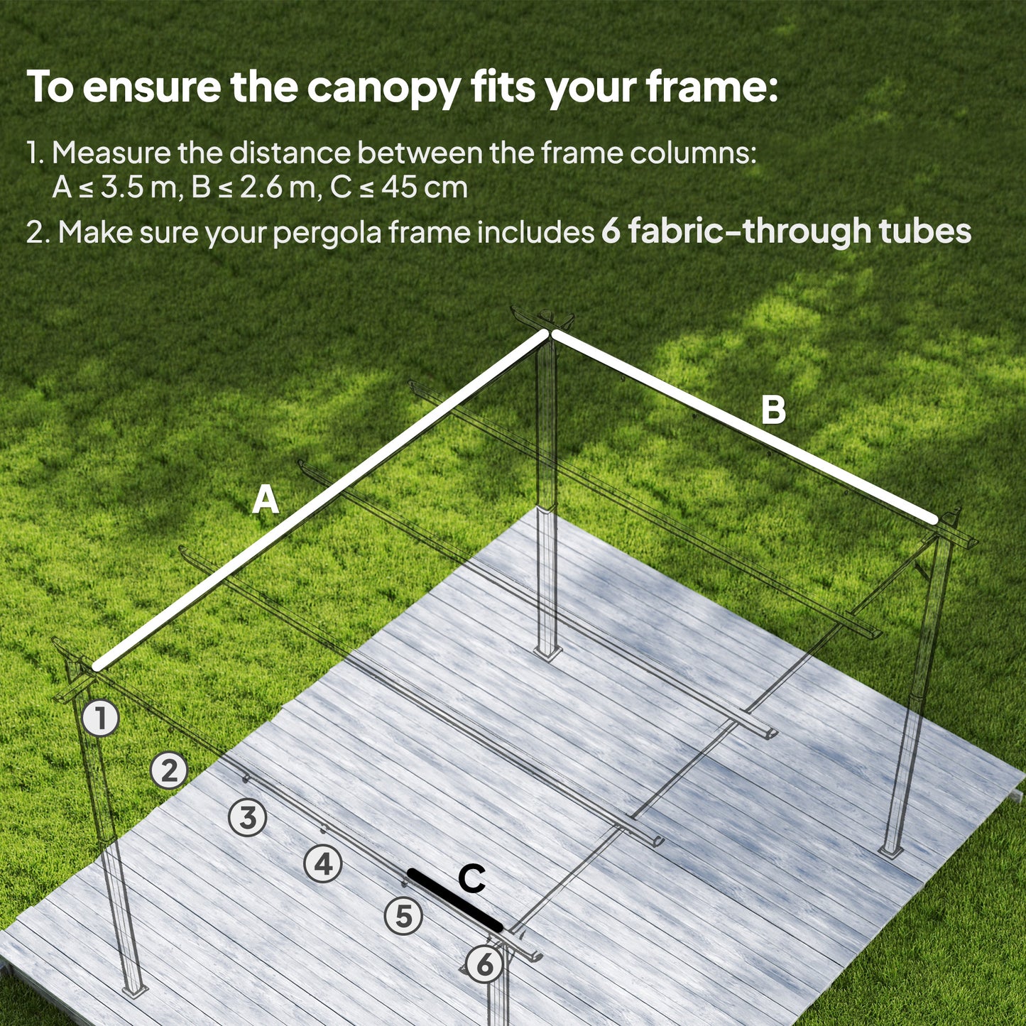 Outsunny Retractable Pergola Cover, 3.5 x 2.6 m Replacement Canopy Fabric for 4 x 3 m Frame, Roof Top Only, Cream White