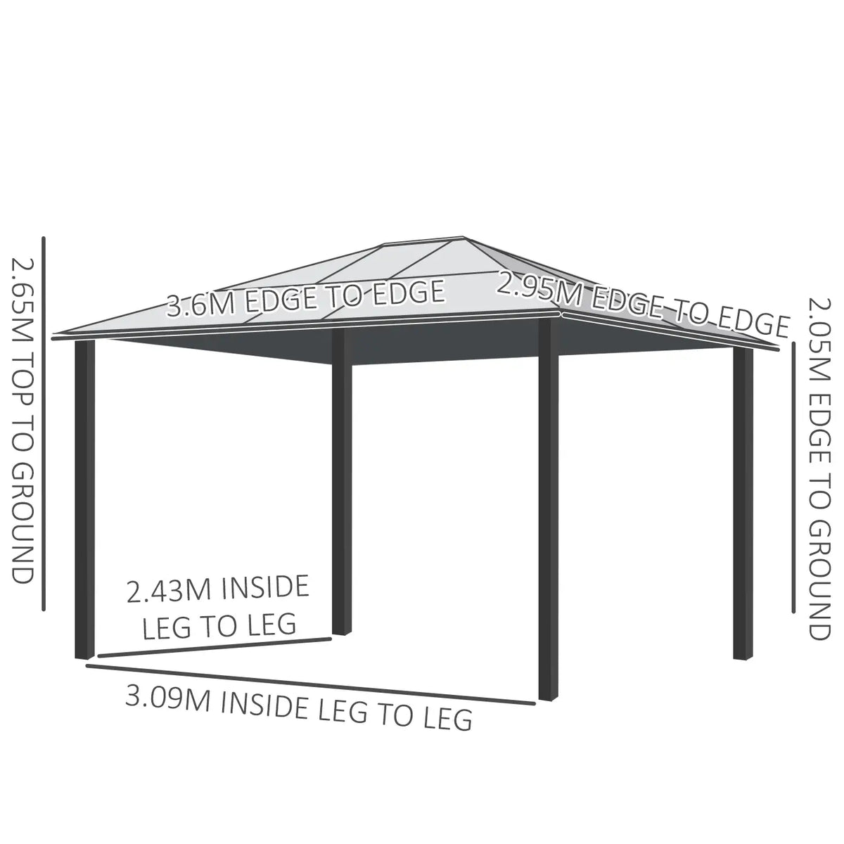 3m x 3m Timber Hardtop Gazebo with Galvanised Steel Roof – Wooden Garden Pavilion with Double Tier Roof