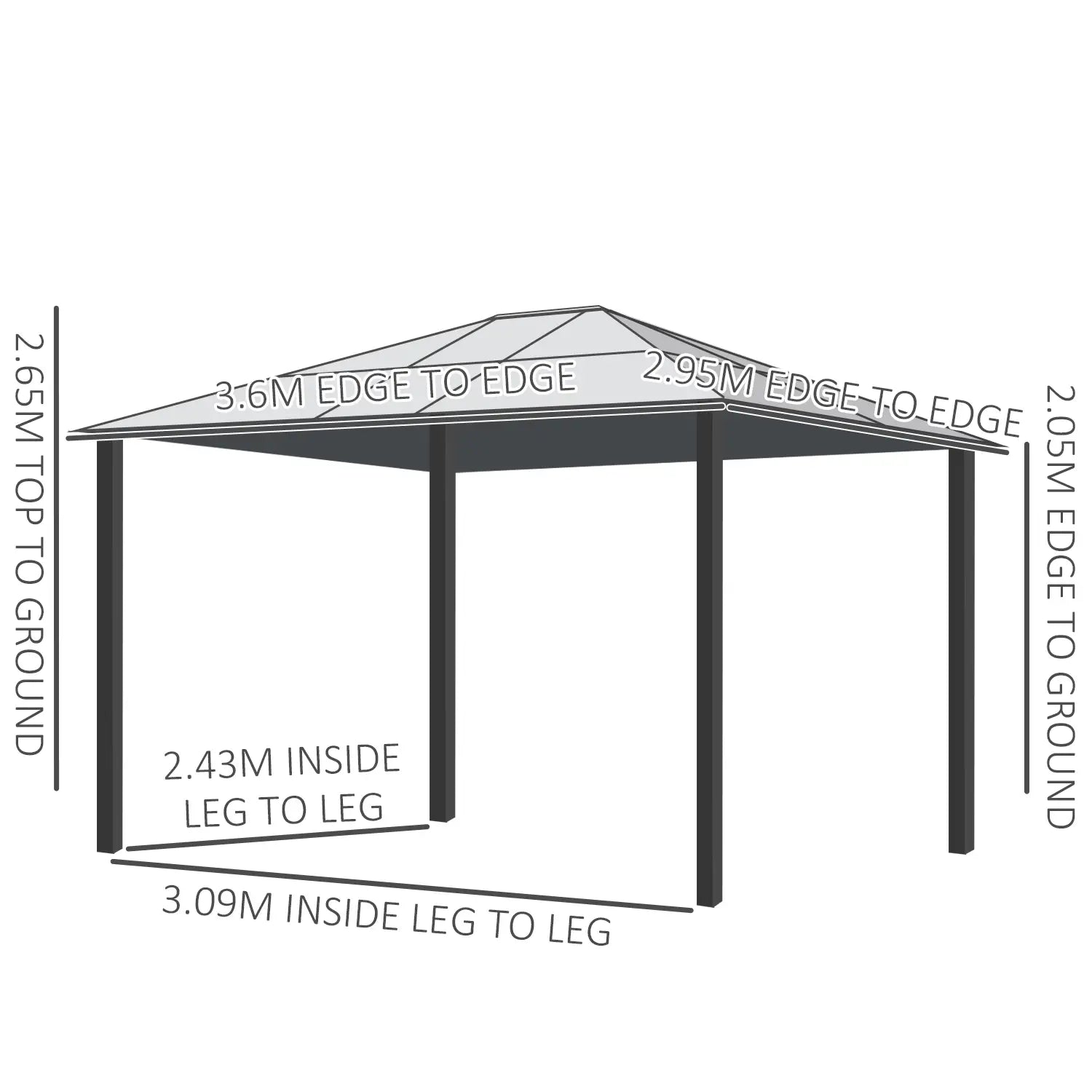 3m x 3m Timber Hardtop Gazebo with Galvanised Steel Roof – Wooden Garden Pavilion with Double Tier Roof