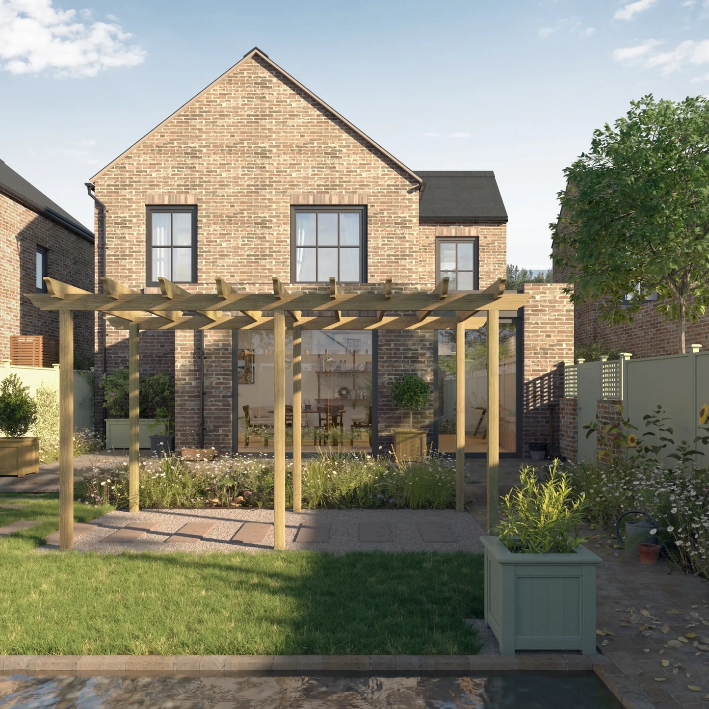 RHS Prestige Pérgola Grande de Iroko o Madera Tratada Térmicamente