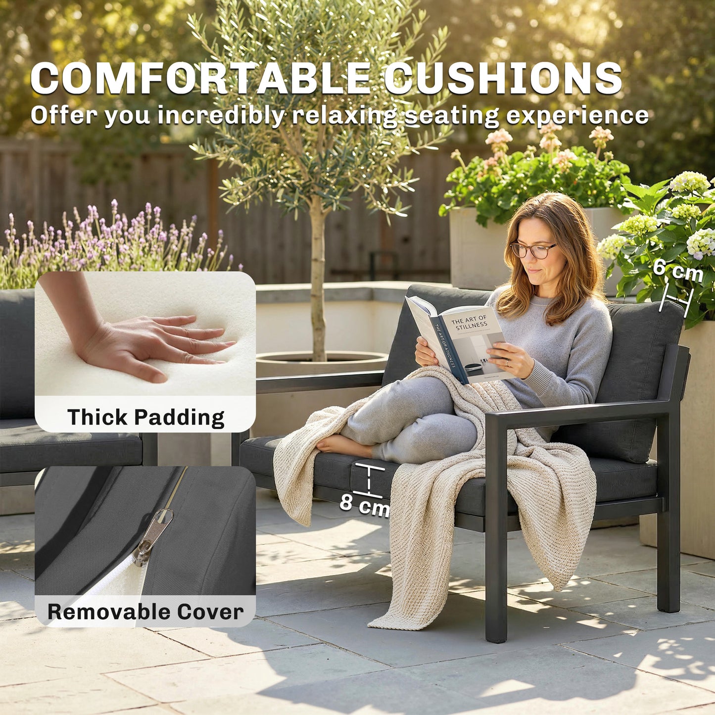 Outsunny 4 Seater Rattan Garden Furniture Set with 2 Armchairs, Loveseat, Coffee Table, Dark Grey