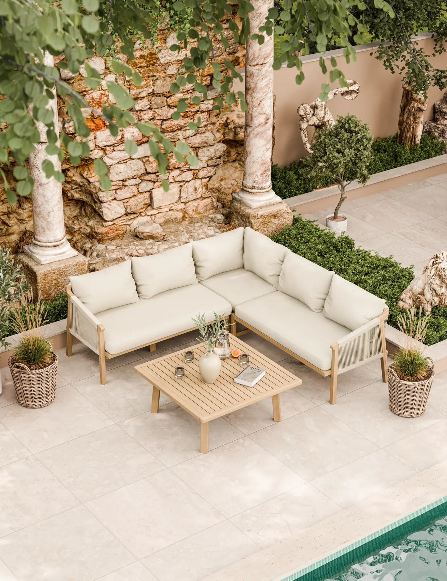 Roma 5 Seater Corner Lounge Set with 90cm Square Coffee Table