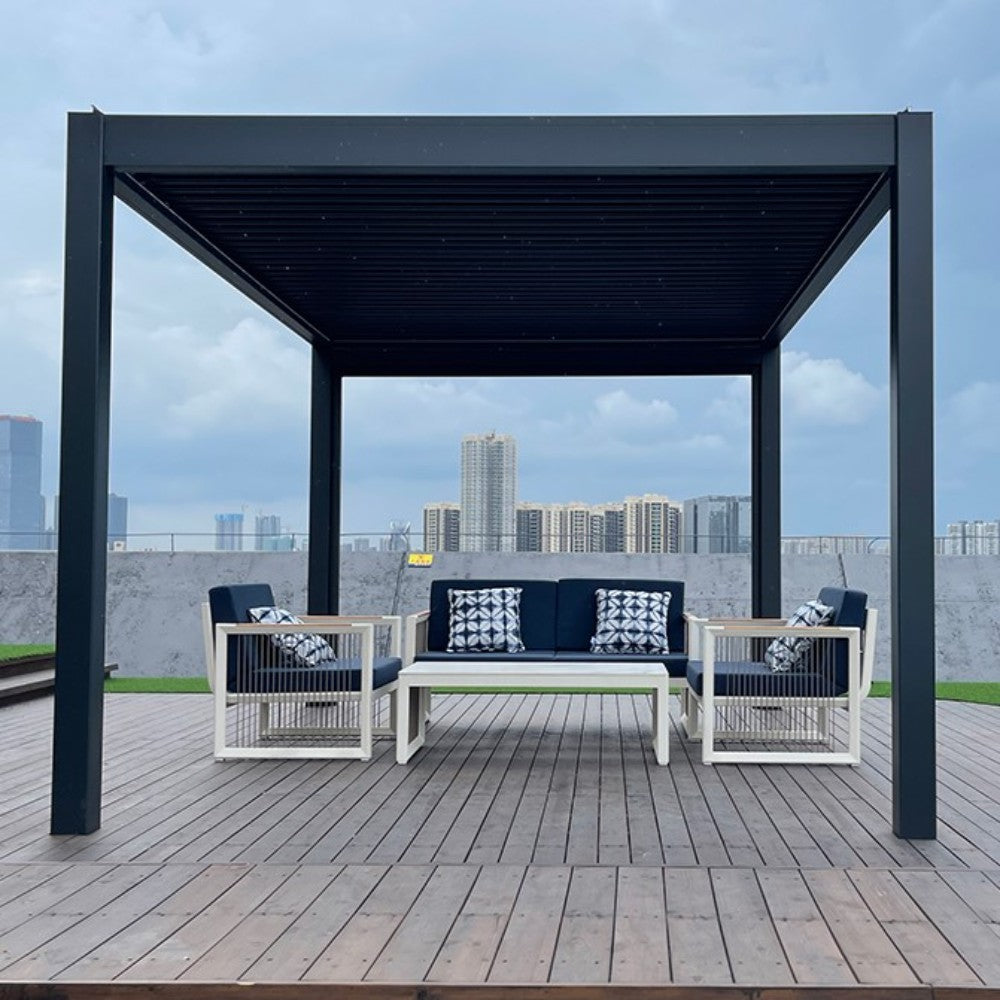 Remanso Luxury Electric Pergola with Sofa Set 