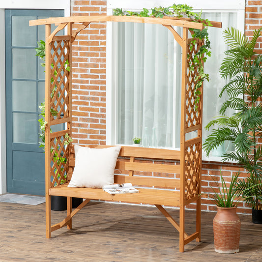 Portofino Garden Bench, Wooden Garden Arbour with Seat for Vines/Climbing Plants, Brown