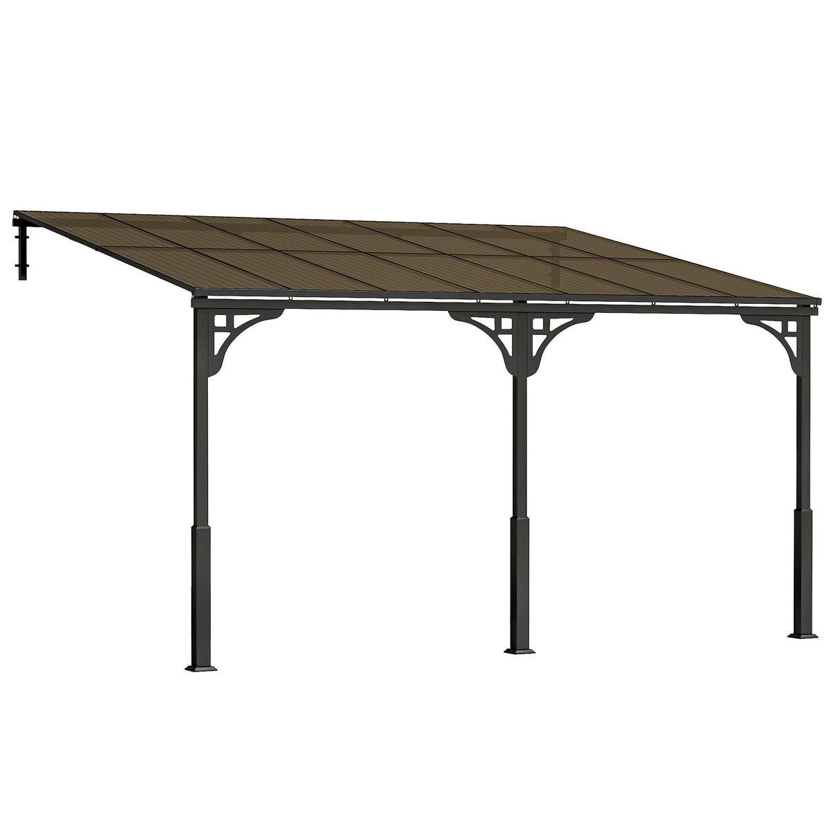 4m x 3m Wall – Mounted Lean – To Metal Pergola with Polycarbonate Hardtop Roof – Heavy Duty Aluminium Garden Gazebo, Weatherproof Patio & BBQ Shelt...