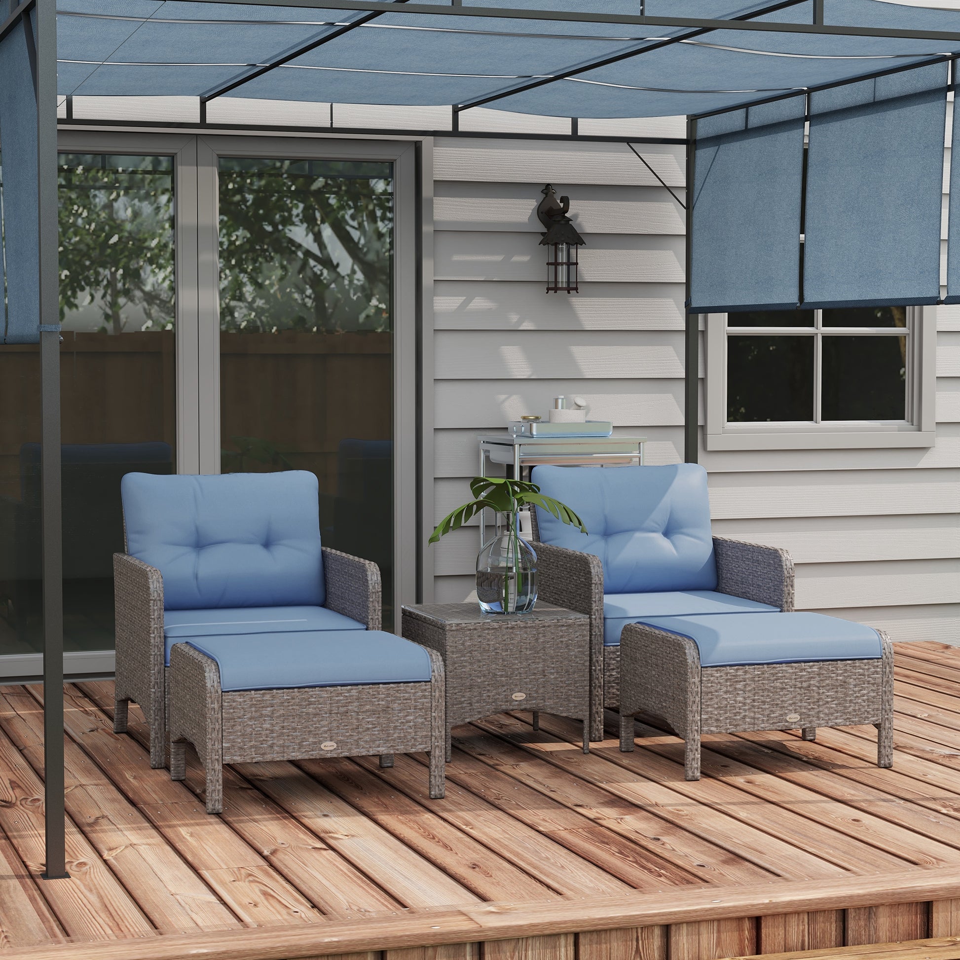 Santorini 5 Piece PE Rattan Garden Furniture Set