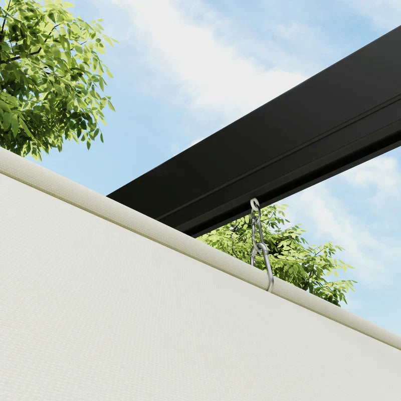 2m x 3m Lean – To Steel Pergola – Khaki Adjustable Canopy Roof, Wall Mounted Patio Shade Shelter