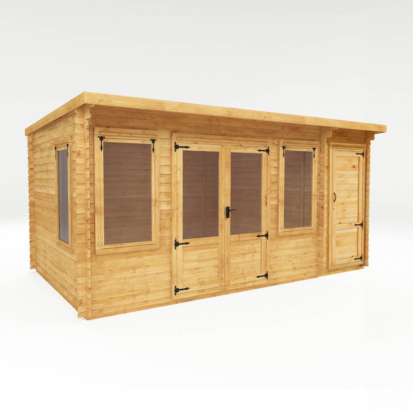Mercia Value 19mm Pent Log Cabin with Side Shed - image 2