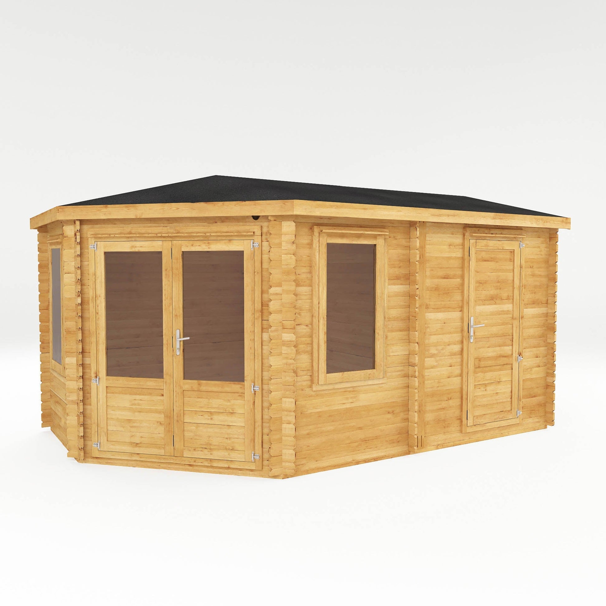 Mercia The Corner Log Cabin with Side Shed - Mercia