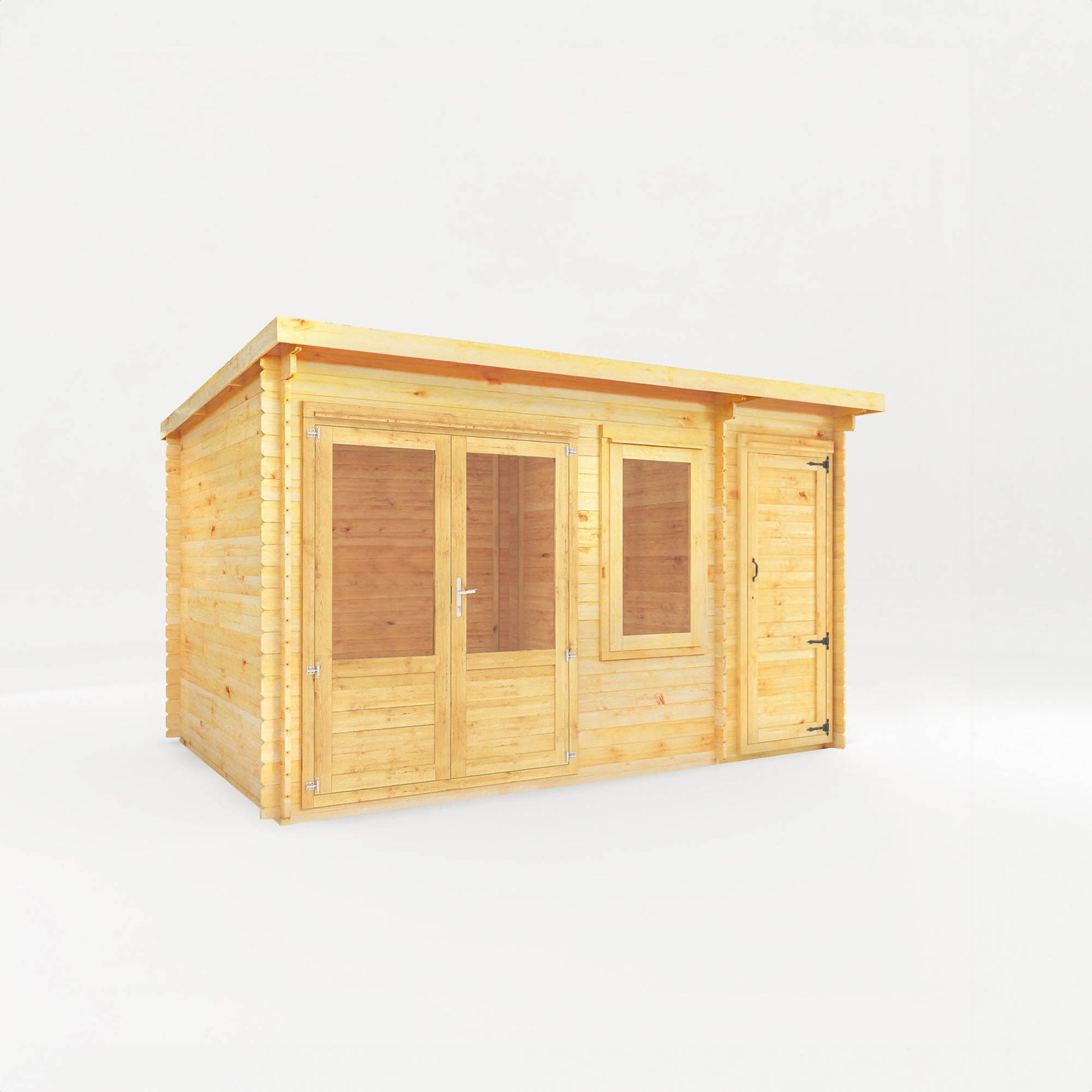 Mercia 4.1m x 3m Elite Pent Log Cabin With Side Shed - 28mm - Mercia