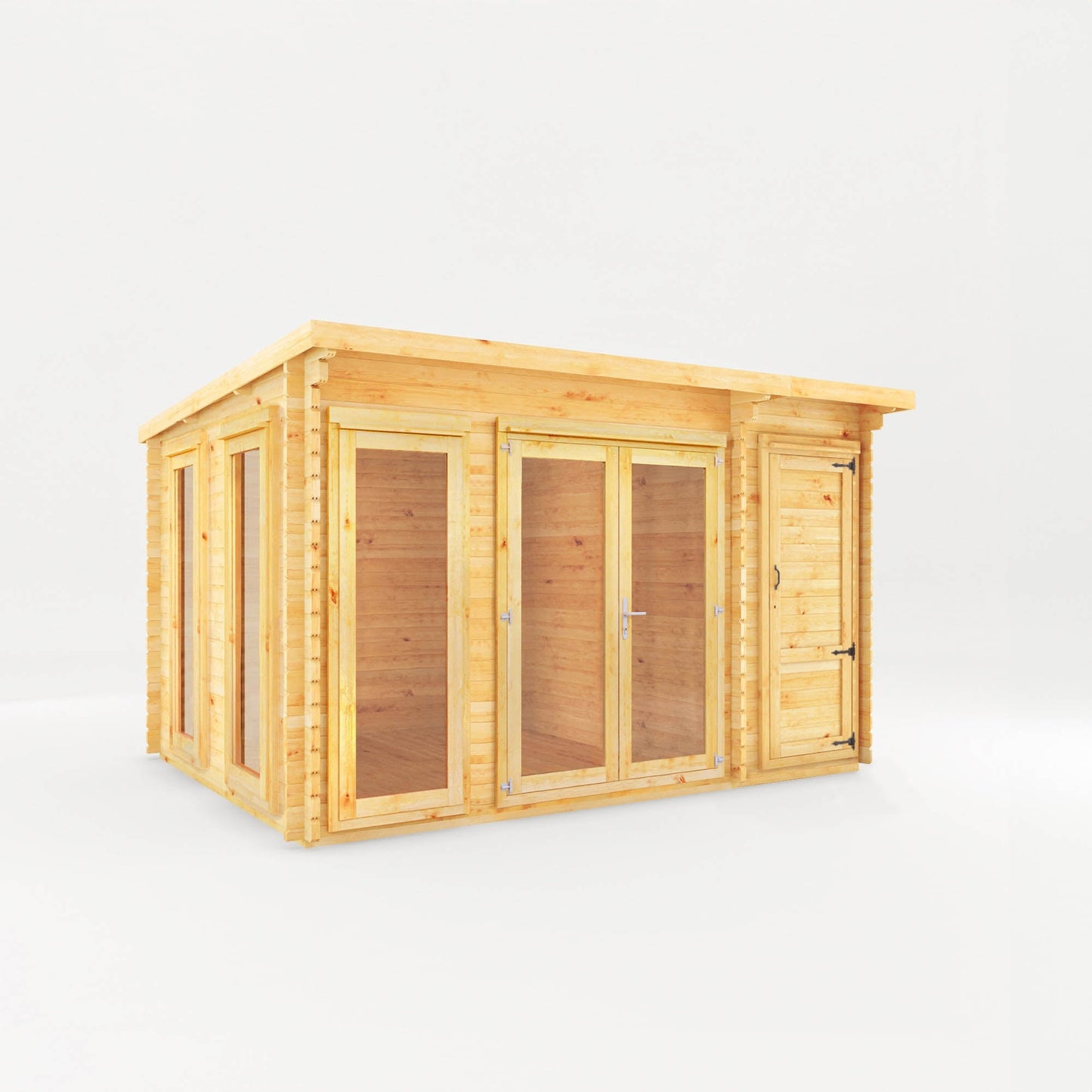 Mercia The Studio Pent Log Cabin with Side Shed - Mercia