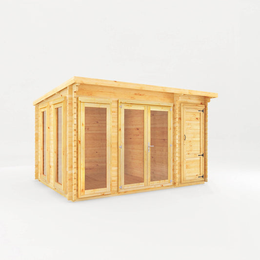 Mercia The Studio Pent Log Cabin with Side Shed - Mercia